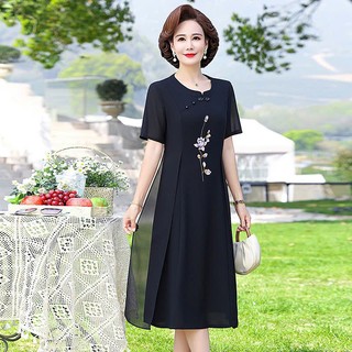 ĐẦM TRUNG NIÊN DÁNG SUÔNG IN HOA  CHO MẸ ĐI TIỆC THỜI TRANG, ĐẦM TẶNG MẸ TẶNG BÀ SANG TRỌNG