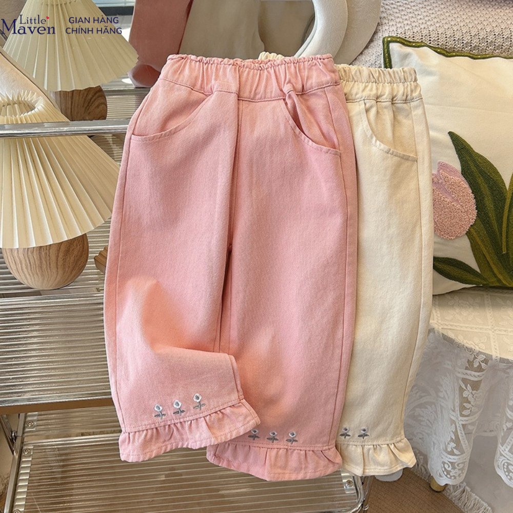 Quần kaki xuông ống bèo thêu hoa Little Maven - Malwee cho bé gái 2-8 tuổi A2053 - Little Maven Chín
