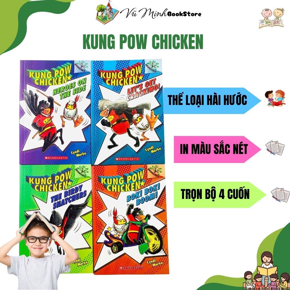 Sách - Kung Pow Chicken – Bộ 4 cuốn truyện tranh tiếng Anh hài hước cho bé