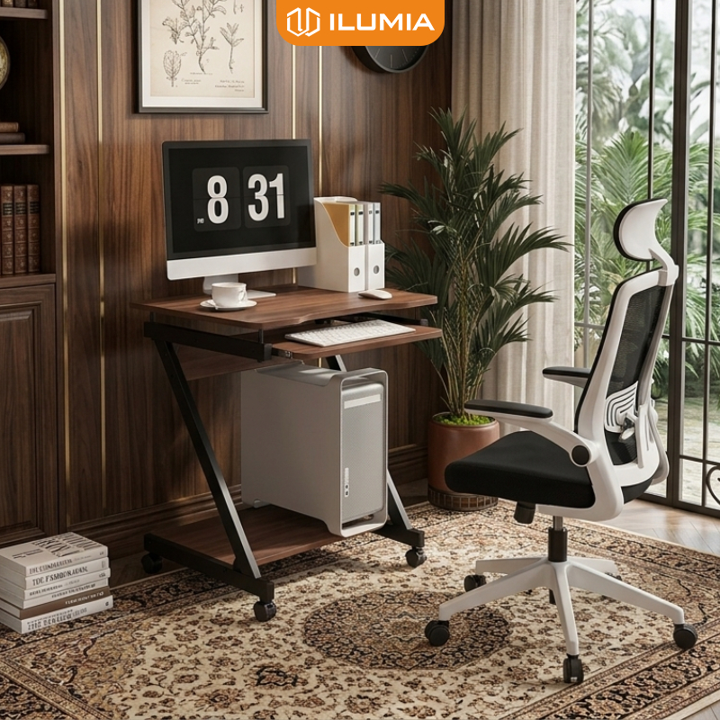 Bàn làm việc chân chữ Z có bánh xe tiện lợi thương hiệu ILUMIA - GM220