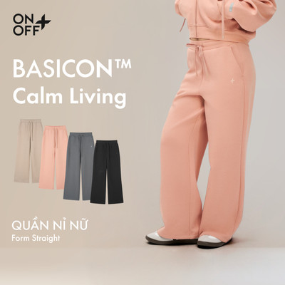 BASICON | Quần nỉ interlock hai mặt nữ ống đứng, phom straight mềm mại ONOFF - 16BP25A529