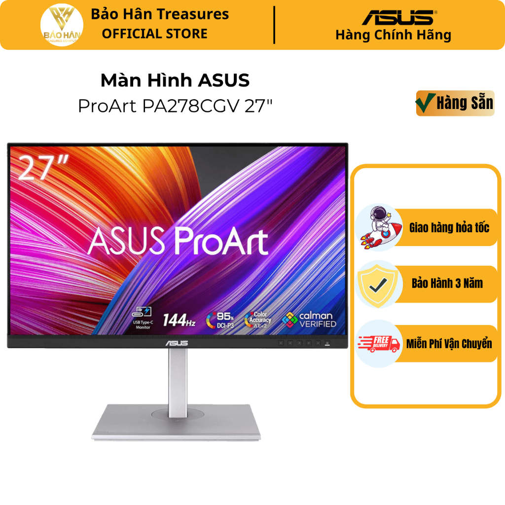 Màn Hình ASUS ProArt PA278CGV 27" IPS 2K 144Hz USB-C Chuyên Đồ Họa Thiết Kế - Hàng Chính Hãng