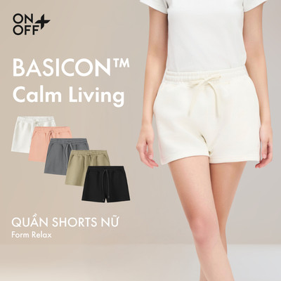 BASICON | Quần short nỉ nữ năng động chất liệu nỉ Interlock hai mặt mềm mại, tôn dáng ONOFF - 16BS25S518