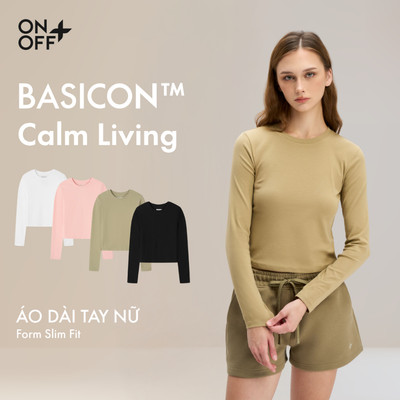 BASICON | Áo dài tay nữ dáng slim fit phom ngắn tôn dáng, thoáng khí ONOFF - 16TL25W499