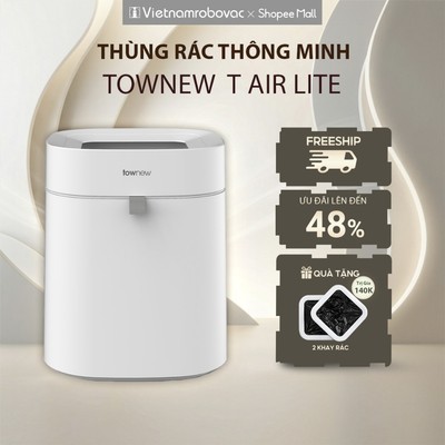 Thùng rác thông minh TOWNEW T AIR LITE White - Tự động hàn túi - BẢN QUỐC TẾ - BH 12 THÁNG