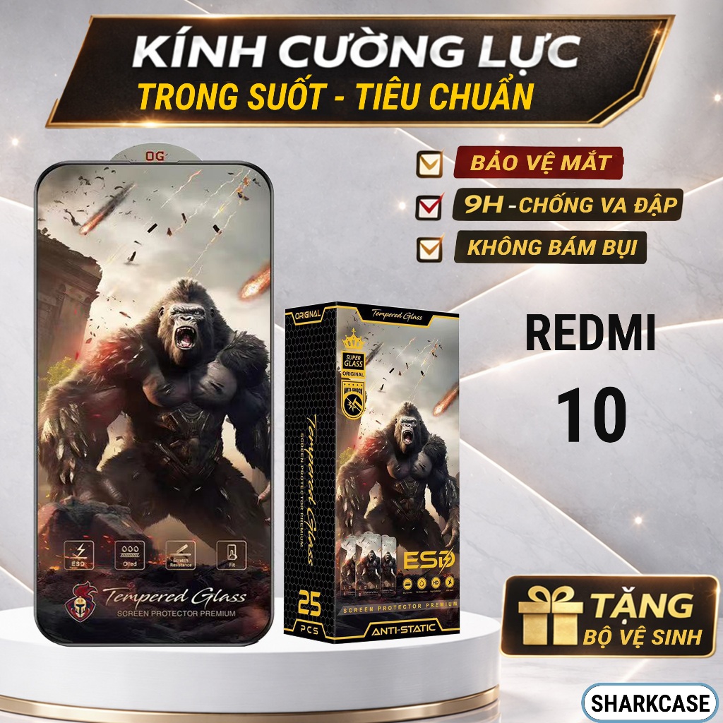 Kính cường lực Redmi 10 4G|5G cao cấp full màn trong suốt bảo vệ màn hình dt sharkcase