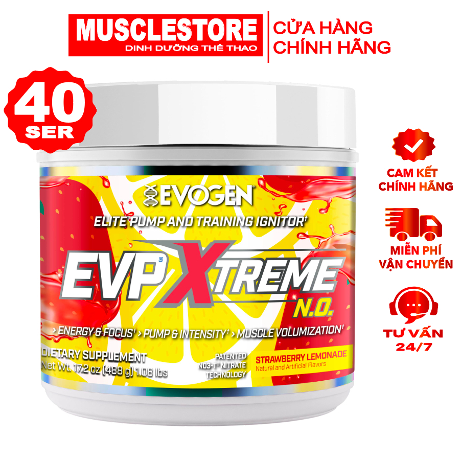 Evogen Evp Xtreme N.O PRE-WORKOUT (40 Serving), Hỗ Trợ Tăng Sức Mạnh, Tỉnh Táo Trong Tập