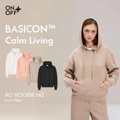 BASICON | Áo hoodie nỉ nữ chất liệu interlock mềm mại, phom relax thoáng, mềm ONOFF - 16TW25W514