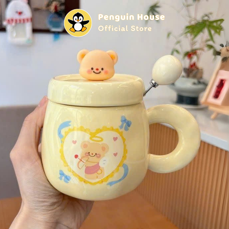 [Penguin] Cốc sứ cute Butter bear 250ml ly sứ decor, ly sứ uống nước, cốc uống nước dễ thương