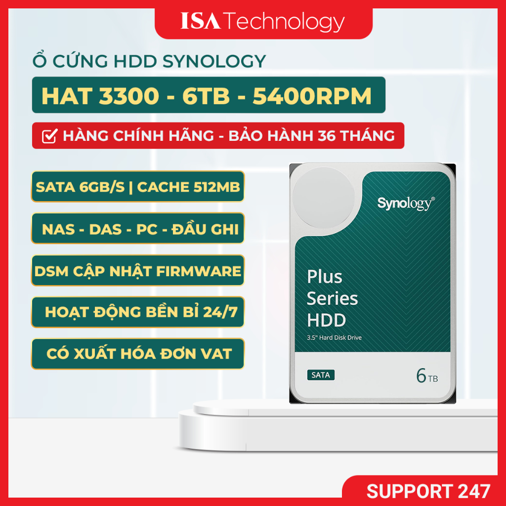 Ổ cứng HDD Synology HAT3310-6TB ( 4TB, 6TB, 8TB, ) dành cho Nas hàng chính hãng