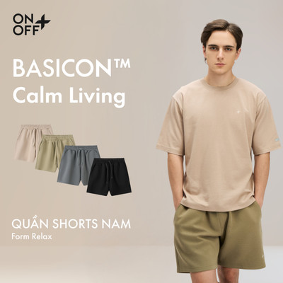 BASICON | Quần short nỉ nam chất liệu interlock mềm mại, phom relax thoải mái ONOFF - 18BS25S516