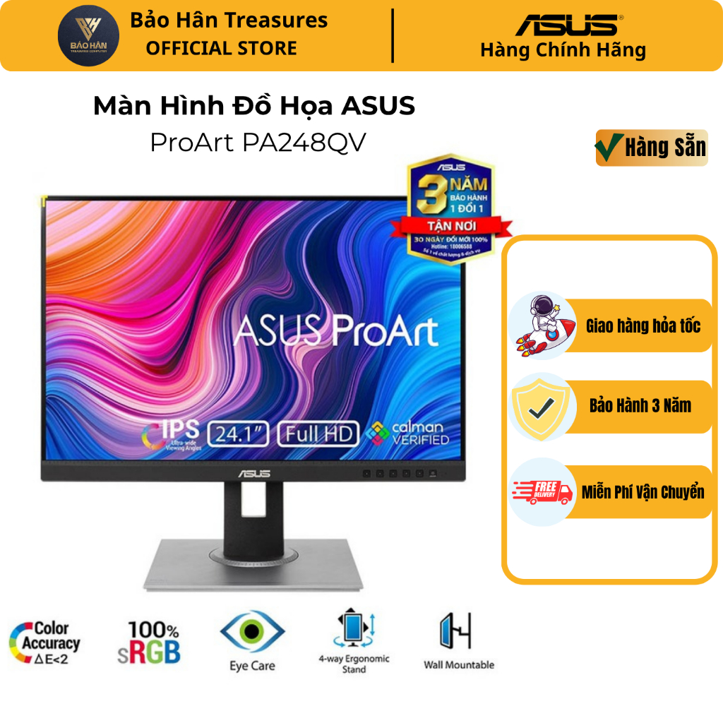 Màn Hình Asus ProArt Display PA248QV Gen2 (PA248QFV) 24.1-inch 16:10 WUXGA (1920 x 1200) - Hàng Chín
