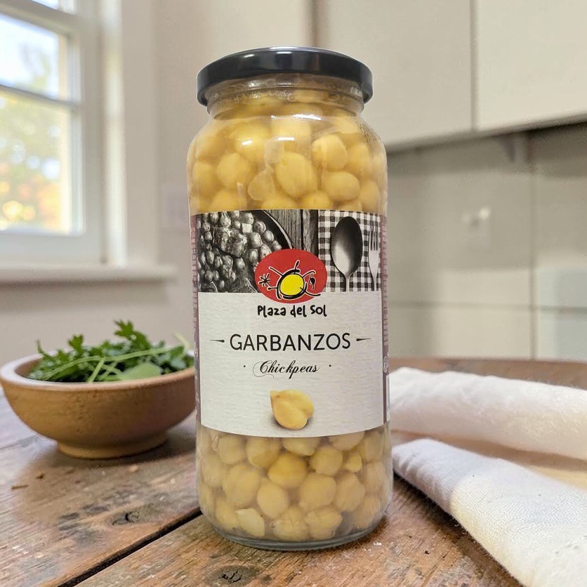 PLAZA DEL SOL < Lọ GARBANZOS 540gr > HẠT ĐẬU GÀ LUỘC NGÂM NƯỚC MUỐI TÂY BAN NHA Chickpeas.