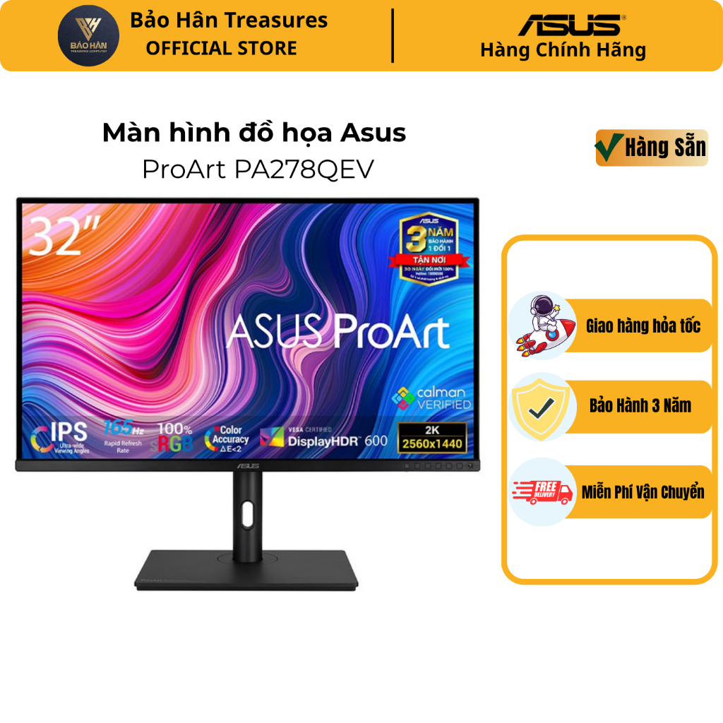 Màn hình đồ họa Asus ProArt PA278QEV (27.0Inch/ 2K/ 5ms/ 75HZ/ 350cd/m2/ IPS) - Hàng Chính Hãng