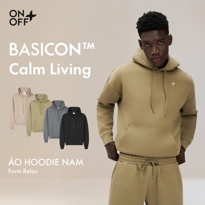 BASICON | Áo hoodie nỉ nam chất liệu interlock mềm mại, phom relax thoáng, mềm ONOFF - 18TW25W508