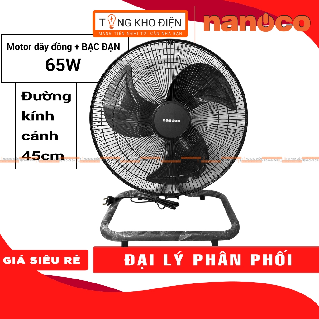 Quạt sàn Nanoco NKF1680K/NKF1880K  - Motor dây đồng + sử dụng bạc đạn 47w/65w [Chính Hãng]