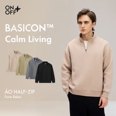 BASICON | Áo nỉ nam phối khóa chất liệu interlock mềm mại, phom relax thoáng, mềm ONOFF - 18TW25W509