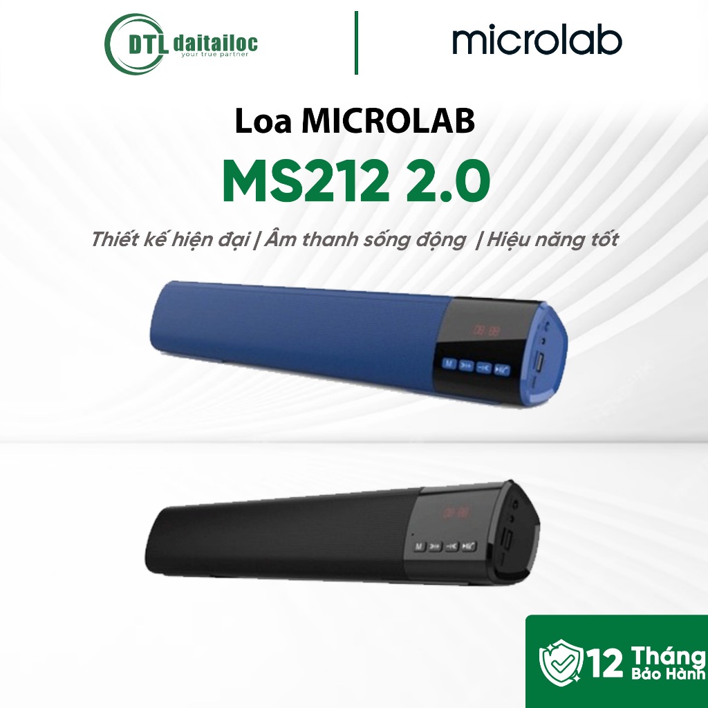 Loa MICROLAB MS212 2.0 10W RMS Đen | Chính hãng | Bảo hành 12 tháng