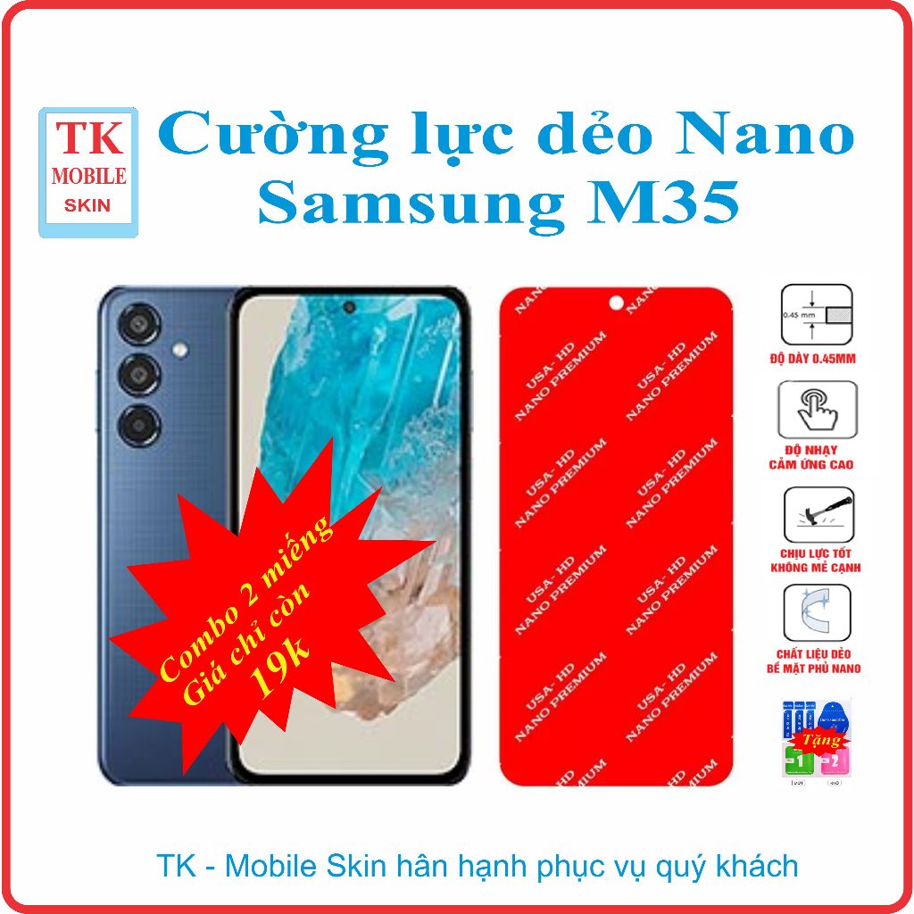 Cường lực dẻo bảo vệ màn hình điện thoại Samsung M35