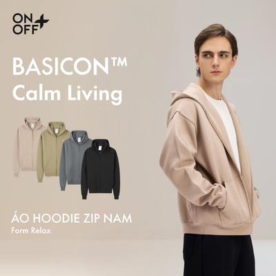 BASICON | Áo khoác nỉ nam chất liệu interlock mềm mại, phom relax thoáng, mềm ONOFF - 18TW25W510