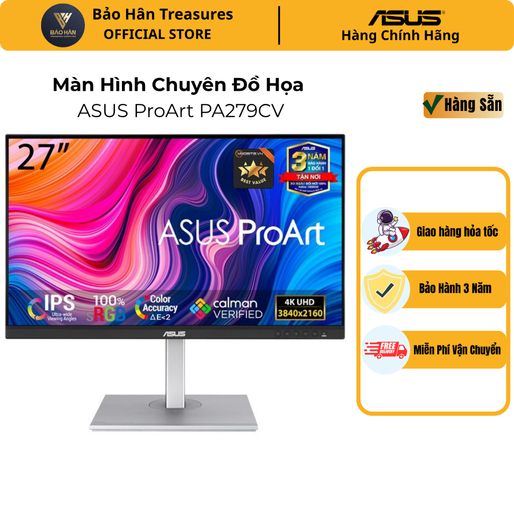 Màn hình đồ họa ASUS ProArt PA279CV 27″ IPS 4K UHD 60Hz - Hàng Chính Hãng