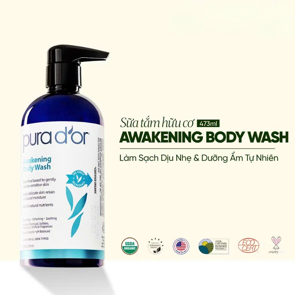 Sữa Tắm Pura D'or Awakening Body Wash Giúp Làm Sạch & Dưỡng Ẩm 473ml