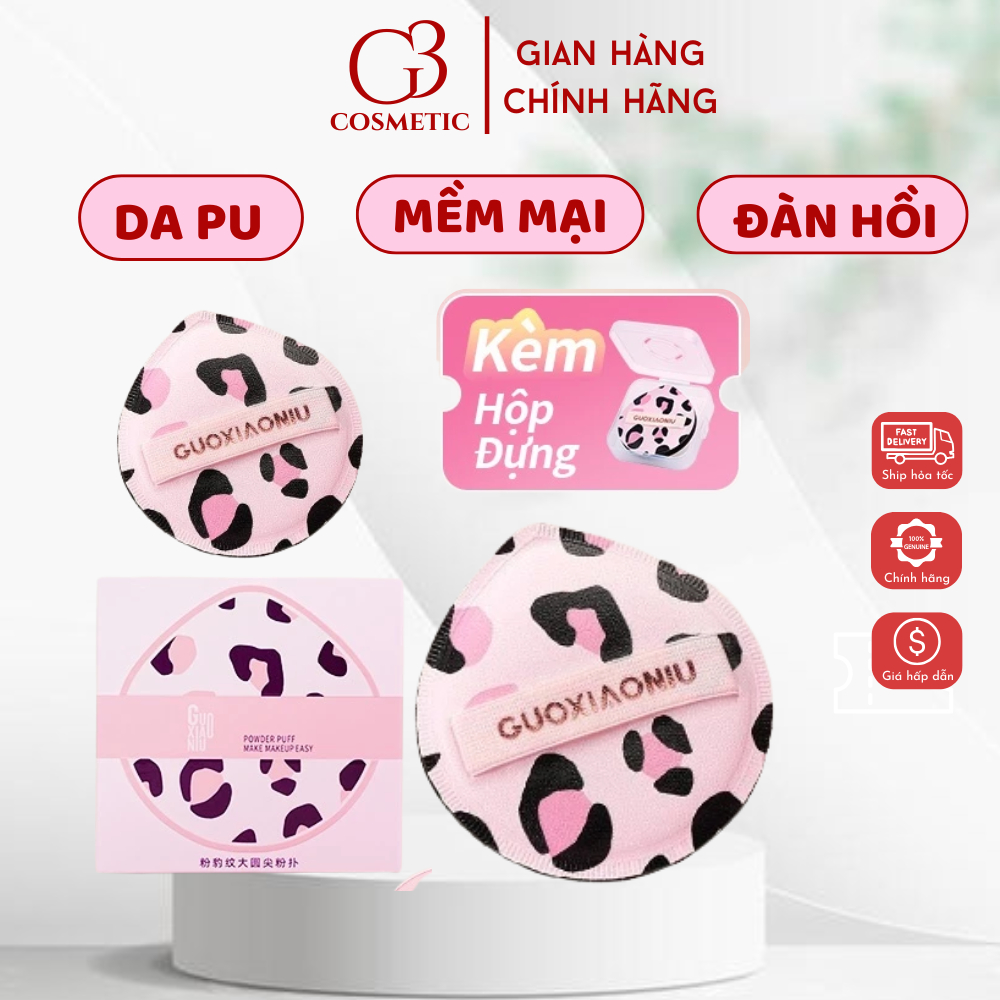 Mút trang điểm mút tán nền GUOXIAONIU hồng báo plus tròn cao cấp mềm không hút nền G3COSMETICS