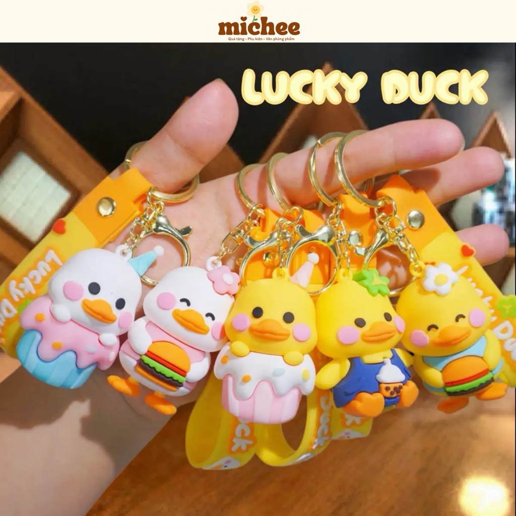 Móc khoá vịt silicon lucky duck dễ thương, móc treo balo, túi xách, chìa khoá - michee.studio