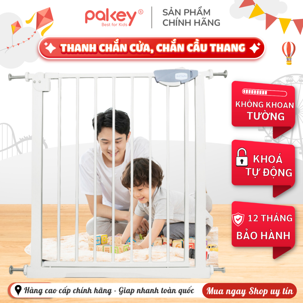 Thanh Chắn Cửa, Thanh Chắn Cầu Thang Pakey KHÔNG KHOAN ĐỤC Nâng Cấp Tự Động Đóng, Chính Hãng Cao Cấp