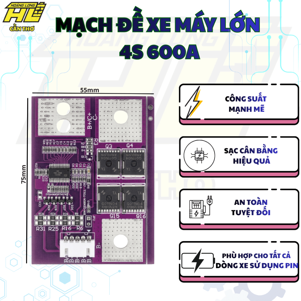 Mạch Đề Xe Máy Lớn 4S 600A - Siêu Khỏe, Khởi Động Nhanh