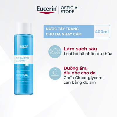 [KOL x Eucerin] Nước tẩy trang dịu nhẹ cho da nhạy cảm Eucerin DermatoClean Micellar 3in1 400ml