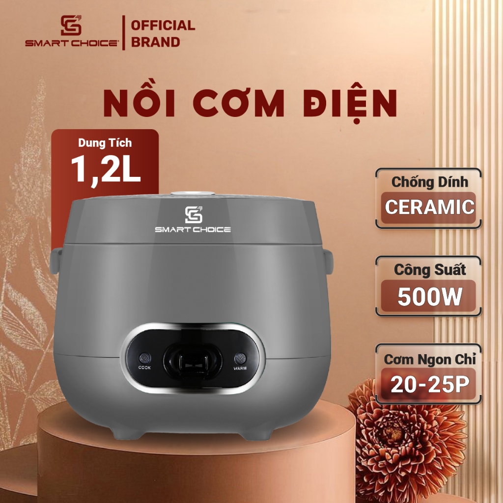 Nồi Cơm Điện Mini 1.2L SMARTCHOICE SCG-RC3001 Nồi Cơm Mini Lòng Phủ Ceramic Chống Dính Tốt Siêu Bền