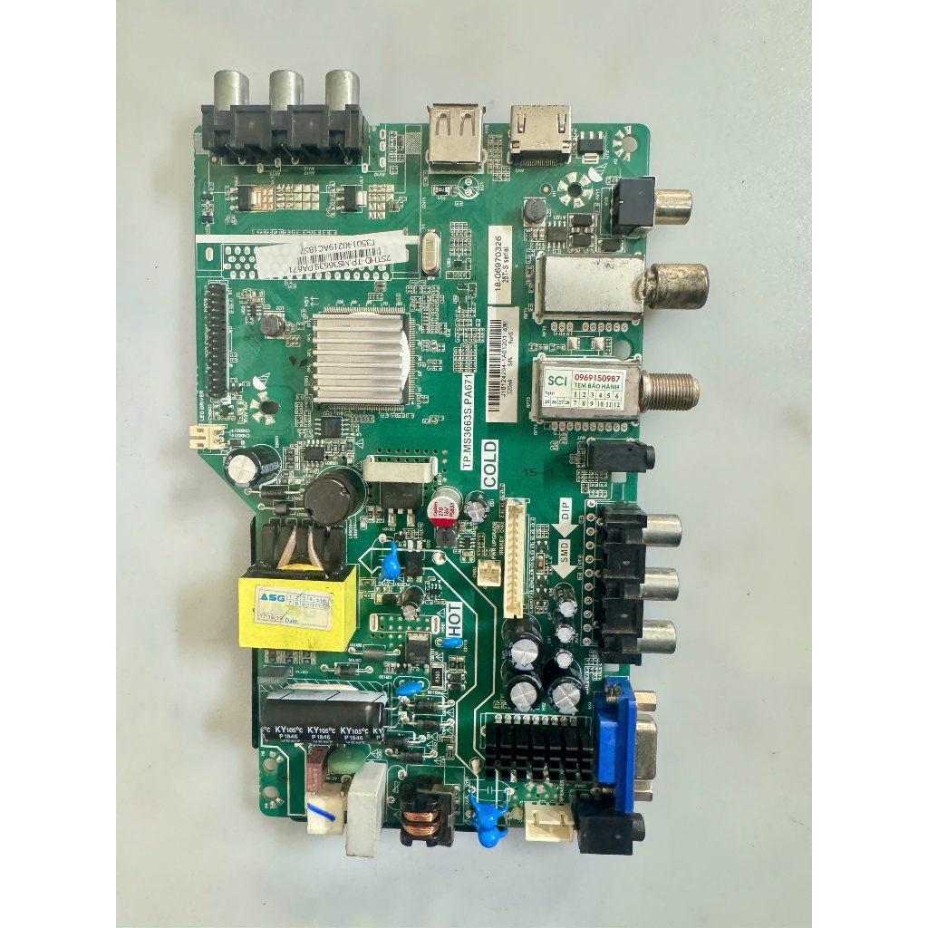 Bo main boar mạch linh kiện tivi tv Asanzo 25T350 mắt nhận, phím bấm cap panel