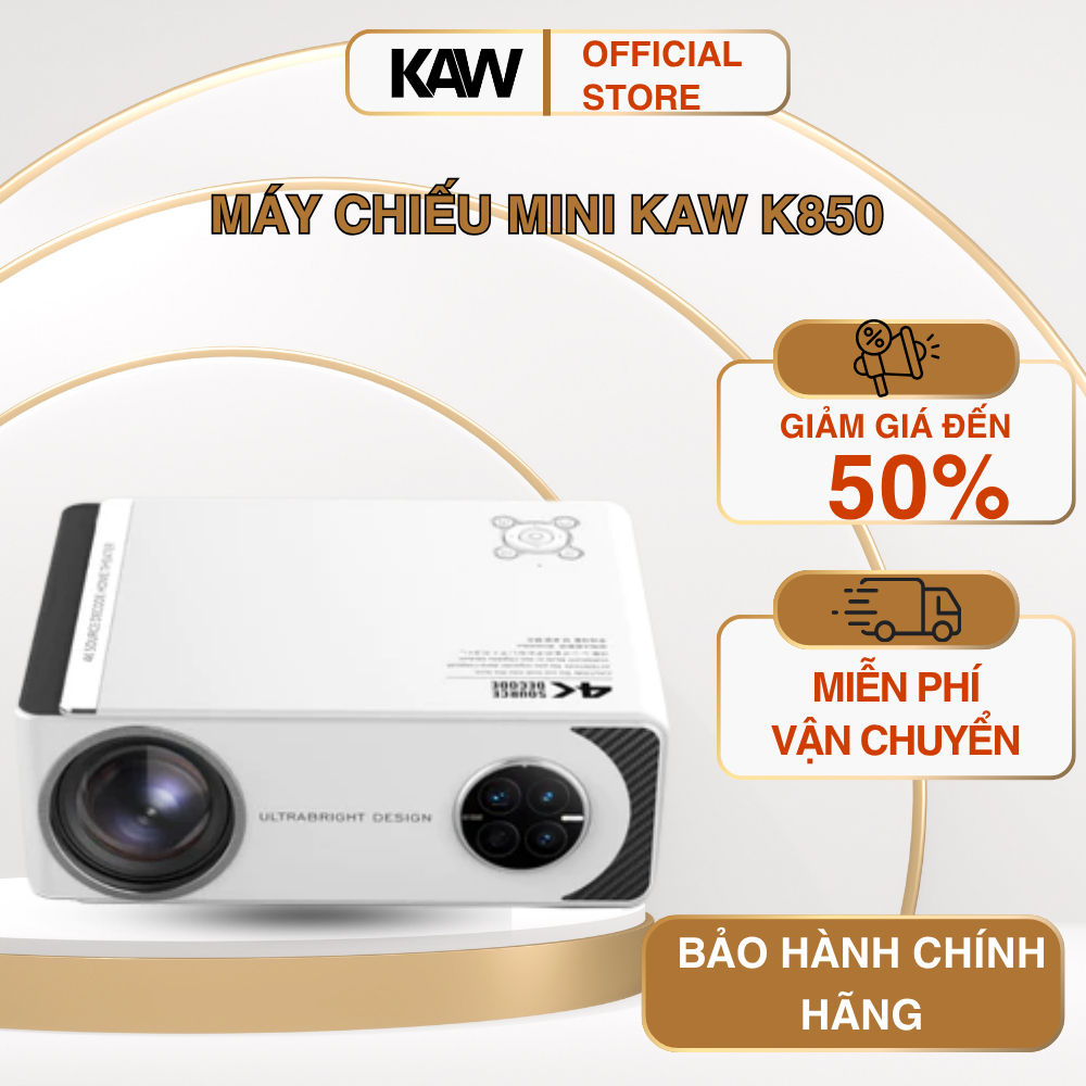 Máy Chiếu Mini KAW K850 - Full HD, Xem Phim Online, Chiếu Rõ Nét, Bảo Hành Chính Hãng