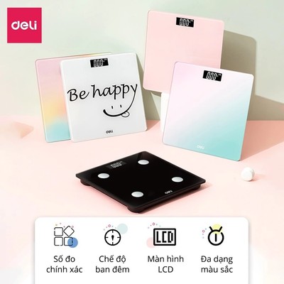 Cân Sức Khoẻ Điện Tử Deli Chịu Tải Tối Đa 180kg, Cân Thông Minh Phân Tích Chỉ Số Cơ Thể Độ Chính Xác Cao