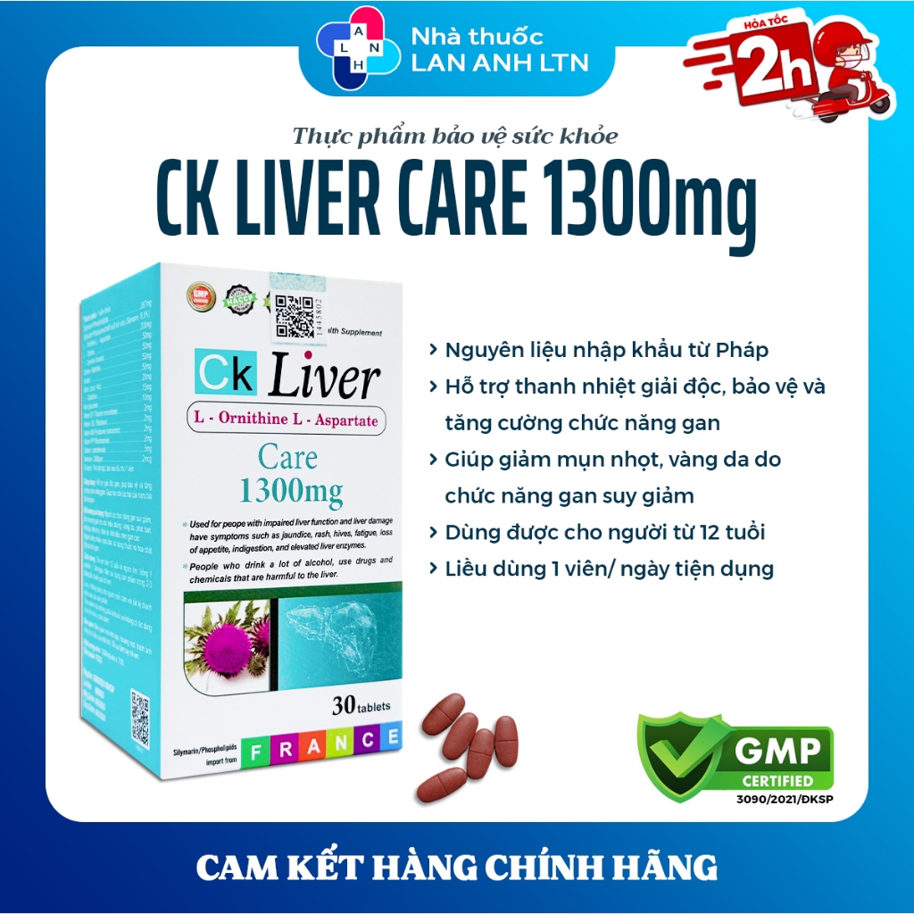 CK LIVER CARE 1300mg (30 viên) - Viên uống giải độc gan và tăng cường chức năng gan.