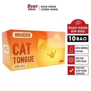 Bao cao su gai lưỡi mèo INHERS size 52 với 2080 hạt siêu mỏng hương đào kéo dài quan hệ