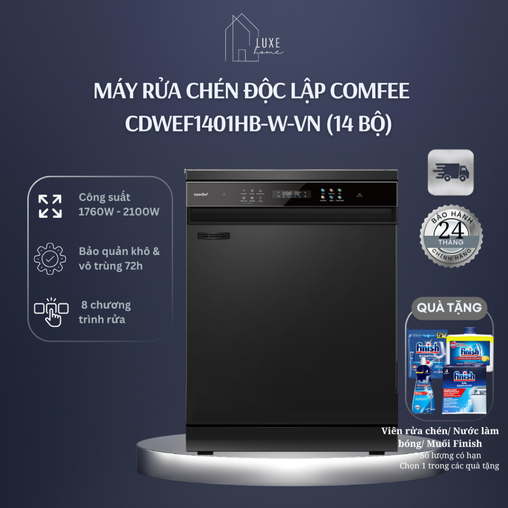 [MIỄN PHÍ LẮP ĐẶT TOÀN QUỐC] Máy rửa chén độc lập Comfee CDWEF1401HB-W-VN (14 bộ)