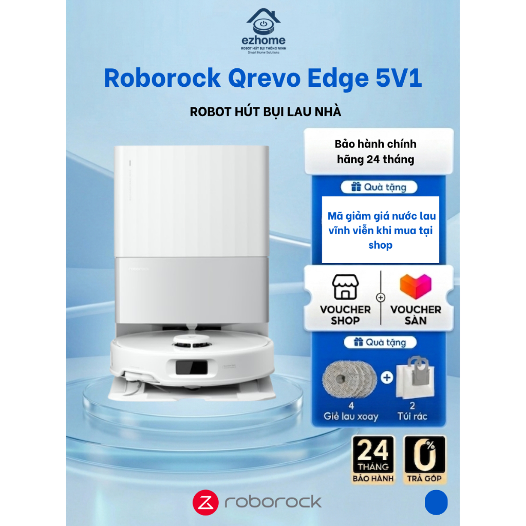 [Quà Tặng] Robot hút bụi lau nhà thông minh Roborock Qrevo Edge 5V1
