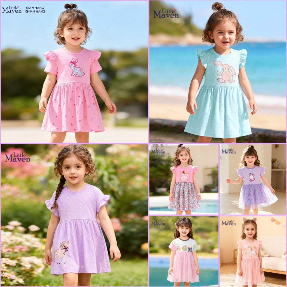 BST váy hè bé gái Little Maven họa tiết dễ thương cho bé 2-7 tuổi Mẫu Mới LSD3 - Little Maven Chính 