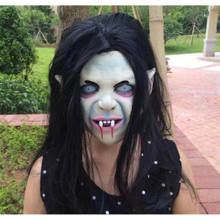 [Mặt nạ kinh dị] Mặt nạ tóc đen dài hoá trang halloween