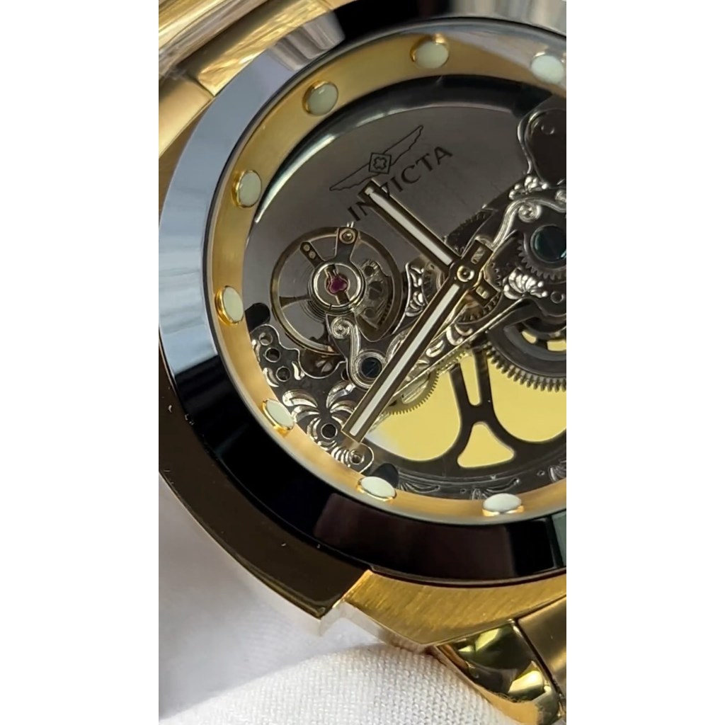 Đồng Hồ Cho Nam Tay Lớn Invicta Automatic Skeleton Dây Thép Size 52mm (1993 Watch)