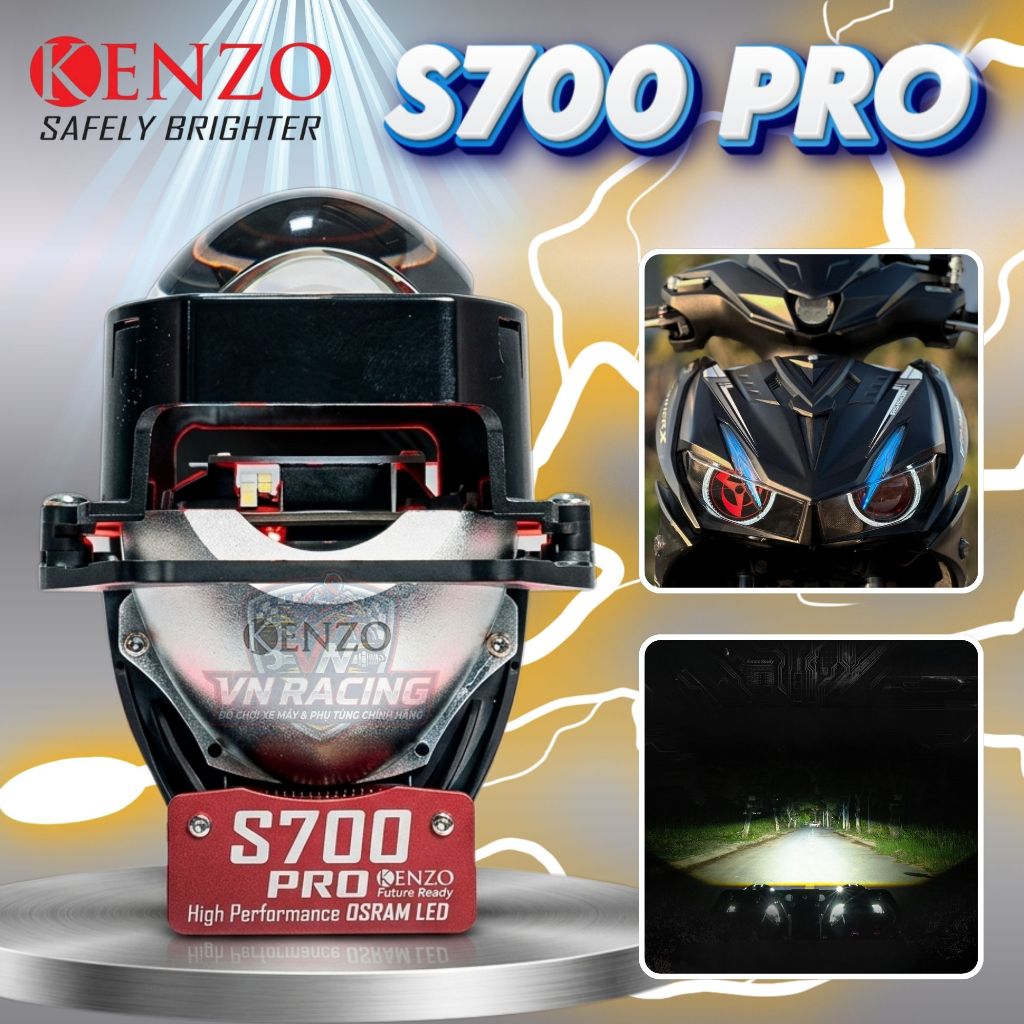Đèn Pha Bi Led Kenzo S700 Pro 75W Chính Hãng Cao Cấp Ánh Sáng Trắng Mạnh Lắp Đặt Xe Máy Ô Tô Dễ Dàng