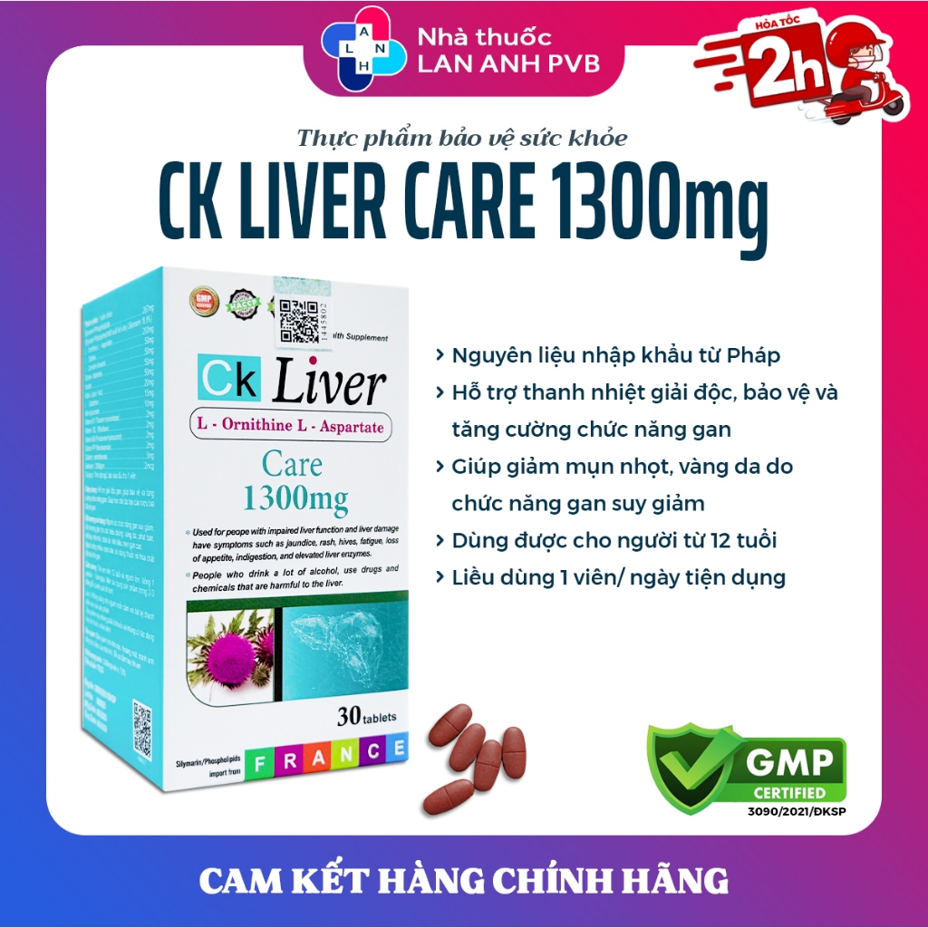 CK LIVER CARE 1300mg - Viên uống giải độc gan và tăng cường chức năng gan.