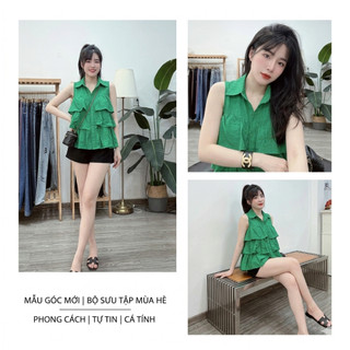 Áo Nữ Chất Đũi Sát Nách Nhiều Tầng Tiểu Thư