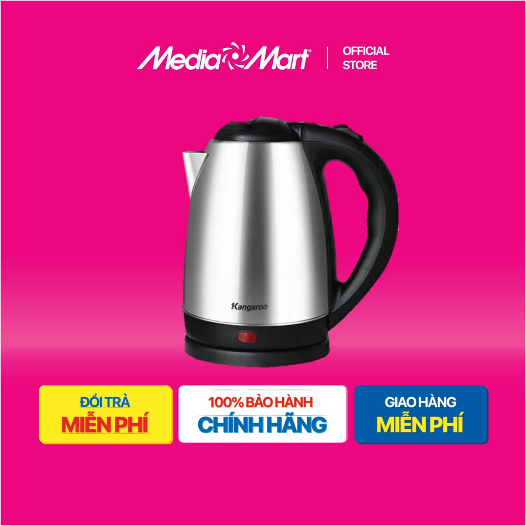 [ Mediamart Mall ] Bình siêu tốc inox 1,5L Kangaroo KGWK15I2 BH chính hãng,Ship 0đ