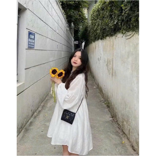 ĐẦM BABYDOLL TRẮNG (về thêm đỏ, hồng, cổ trụ thắt nơ)