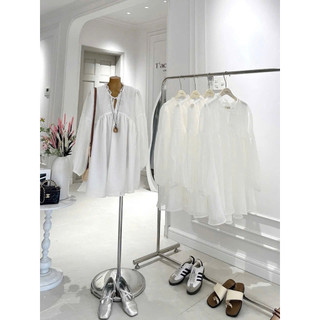 ĐẦM BABYDOLL TRẮNG (về thêm đỏ, hồng, cổ trụ thắt nơ)