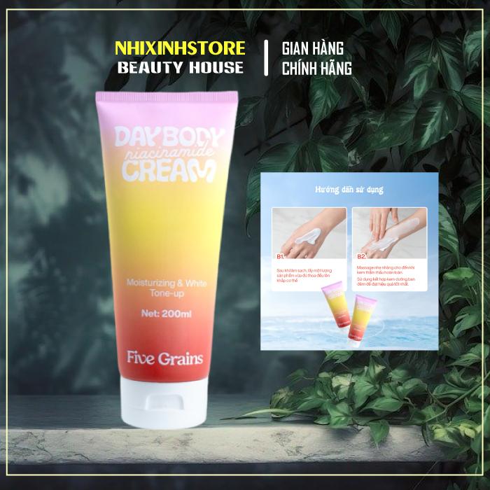 Kem Trắng Da Nâng Tone Body Five Grains 200ml