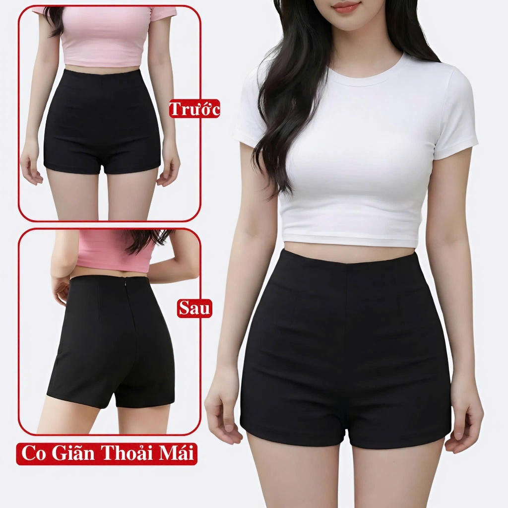 Quần Short Dance Nữ Lưng Cao Co Dãn 4 Chiều Madela Ôm Eo,Quần Đùi Lưng Cao Khoá Sau Tôn Dáng Phong Cách Hàn Quốc.